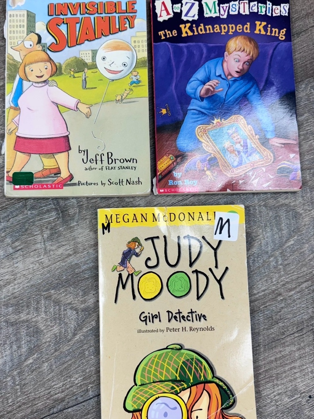 Children's Chapter Mystery Book Lot (3 Paperbacks)-Invisible Stanley, Judy Moody